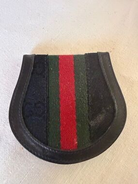 Vintage GUCCI Black Leather and Canvas Coin/Cash/Key Holder